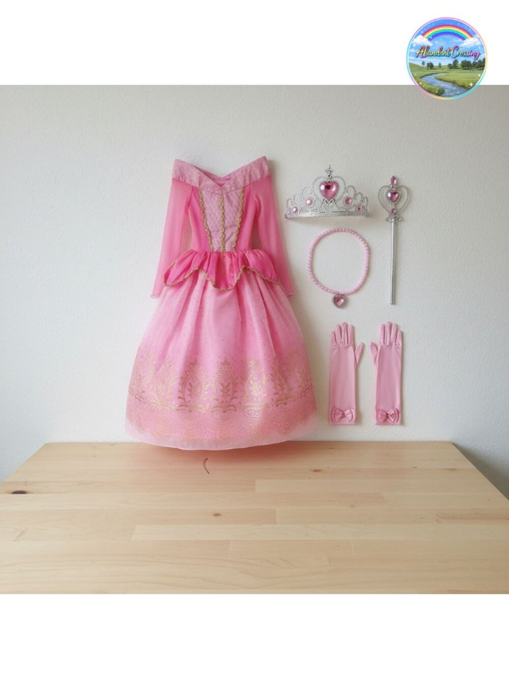 Girls Princess Dress Up Costume with Accessories, 8-10, Voile Sleeve,
